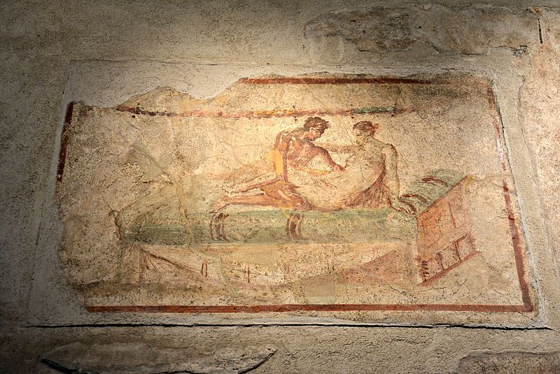 peinture murale de lupanare grande - visite italie pompéi