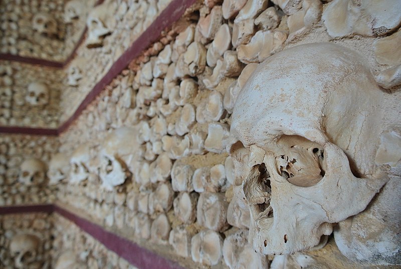 capela dos ossos - crâne sur le mur