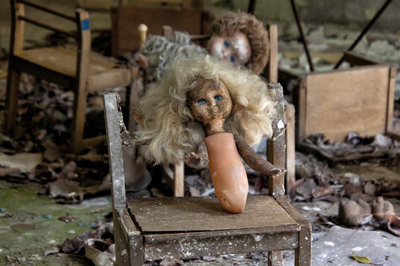 Lieu Hanté : poupée abandonnée pripyat ukraine tchernobyl