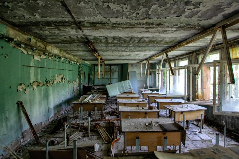 Lieu abandonnée : Salle de classe abandonnée pripyat tchernobyl