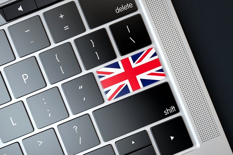 cours d'anglais en ligne - touche drapeau anglais clavier ordinateur