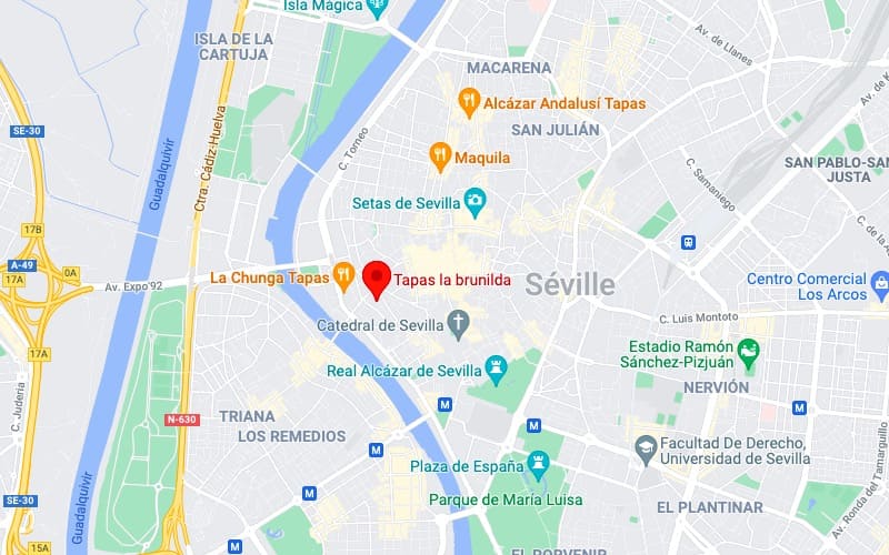 Localisation La Brunilda - restaurant Séville