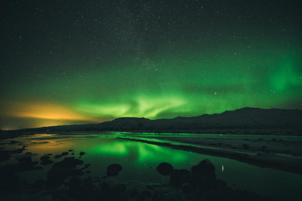 Noël la neige - islande aurore boréale