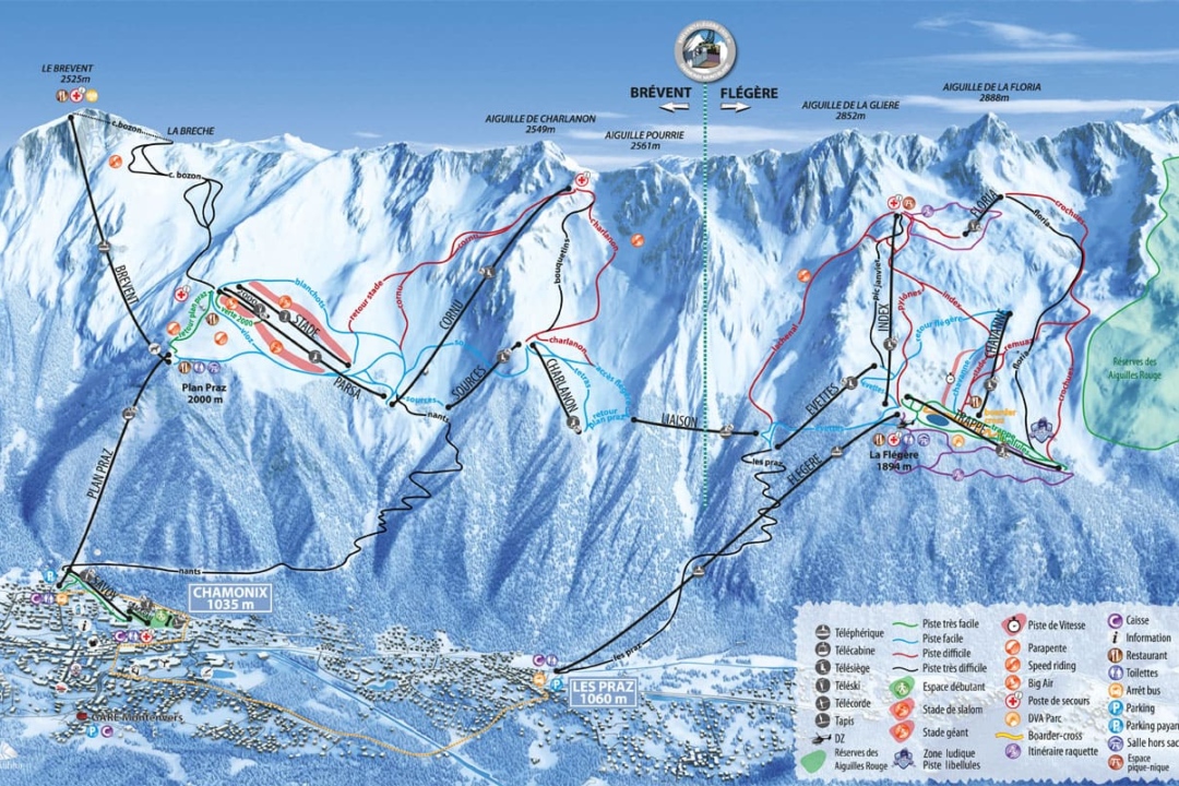 Plan piste ski chamonix