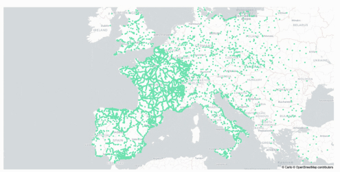 Map of cities served by Tictactrip